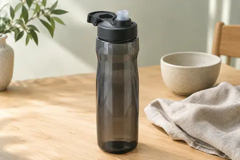 Bidon de vélo Zefal Magnum Pro noir fumé et gris, avec bouchon à double fermeture et tétine souple.